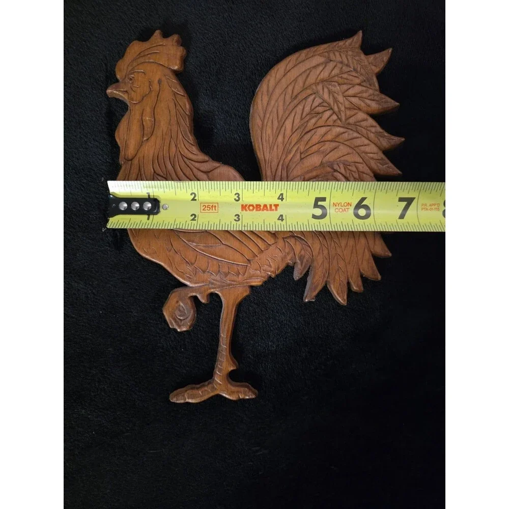 Vintage Wood  Hand Carved Rooster 8.5” Tall